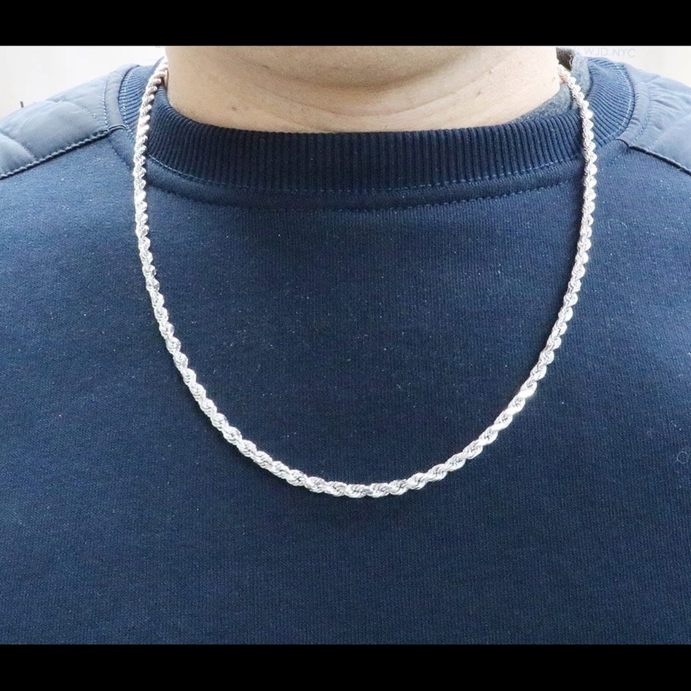 925 Silver Plated Rope Chain 4mm 22”